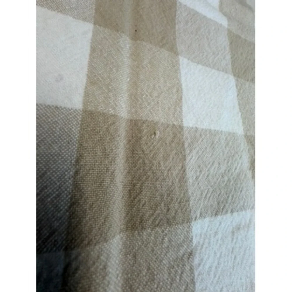 Tan and White Gingham Checkered Rectangular Tablecloth Farmhouse 56x76‎